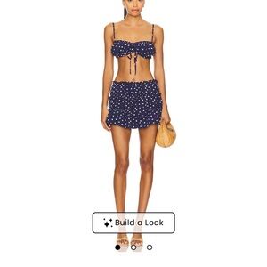 Mandy Mini Skirt Set in Navy Polka Dot